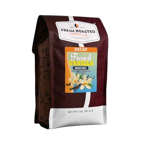 Image of Fresh Roasted Coffee, Decaf French Vanilla Flavored Drip Ground Coffee, Medium Roast, Kosher, 2 lb (32 oz)