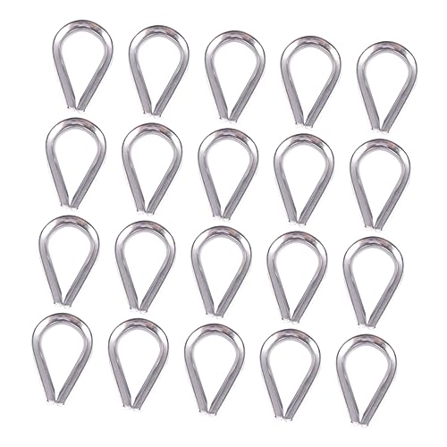 NAMOARLY 20pcs Stainless Steel Wire Rope Clamps Chicken Heart Shape Ring Cable Thimble Industrial Marine Use