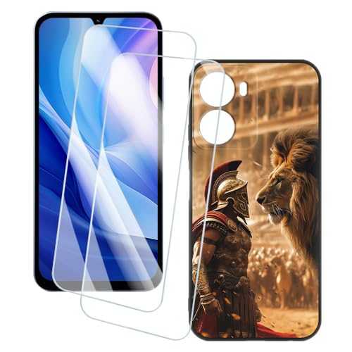 OAGELIM 2�Z�b�g �X�N���[���v���e�N�^�[ + �P�[�X Xiaomi Redmi R70m 5G (6.9 �C���`) �Ƃ̌݊������� �A�[�e�B�X�e�B�b�N�J�X�^���v�����g�J�o�[�Ƌ����K���X�t�B���� �X�N���b�`�h�~ (��m)