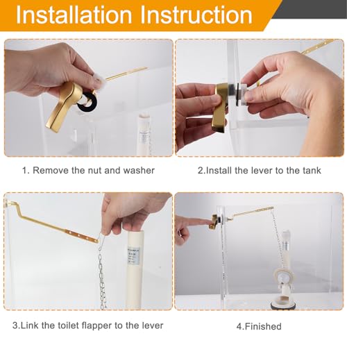 Image of Hibbent Universal Metal Side Mount Toilet Handle Kit, Brushed Gold