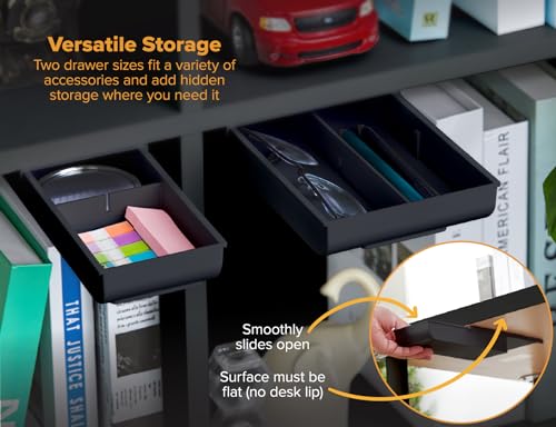 Bostitch Konnect Under Desk Drawer, Self-Adhesive Slide Out Storage Organizer with 4 Customizable Dividers, 2-Pack by Bostitch - Image 4
