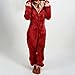 Women Plush Hooded Jumpsuit Pajamas Casual Winter Warm Sleepwear Romper Cute Outfits Plus Size Onesie Hoodie Sweater Red