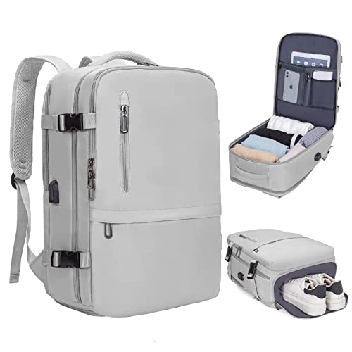 Hayayu Reiserucksack Damen Handgepäck Rucksack Flugzeug für Easyjet Kabinentasche Wasserdichter Sportrucksack Lässiger Tagesrucksack Schultasche Rucksack fit 14 Zoll Mit Usb ladeanschluss Schuhfach Cover