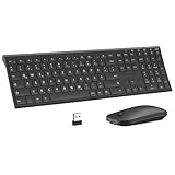 Kabelloses Tastatur Maus Set, seenda 2.4G Ultraflach Wireless Tastatur und Maus Aufladbar aus Aluminium, Deutsch QWERTZ Funktastatur Dünn für Windows/PC, Computer, Laptop, Smart-TV