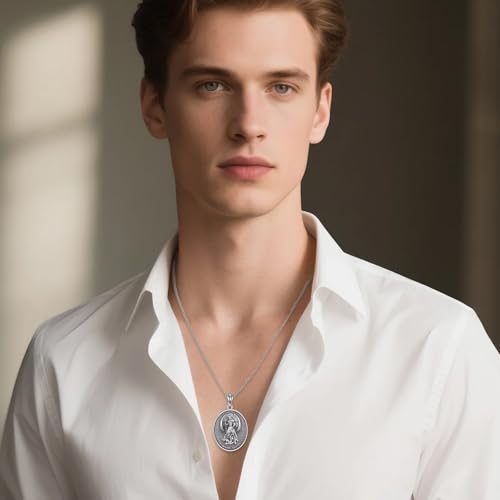 Patron Saint Necklace 925 Sterling Silver Amulet Medal Pendant Protector Jewelry for Men Women(with Gift Box)4