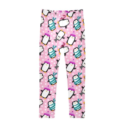 CaTaKu Girls Leggings Christmas Penguin Stars Leggings for Girls Kids Athletic Workout Yoga Pants Size 4-10T