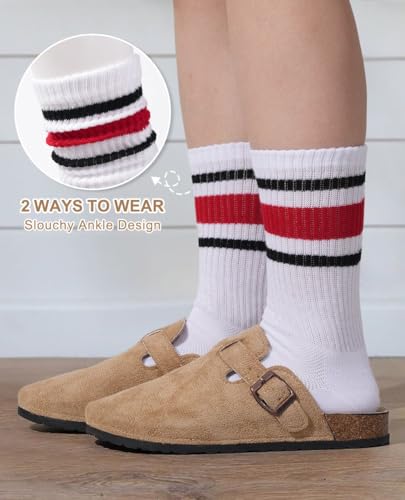 Image of Toes Home Pilates Socks for Women with Non Slip Grippers, Yoga Crew Socks for Barre Hospital Sticky Slipper Socks 4 Pairs