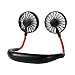 Produktbild ALEENFOON Mini Tragbarer Nacken Ventilator USB Led Mitnehmen Lüfter Kleiner Ventilator Fan Nackenventilator Reiseventilator Halsventilator Außenventilator 3 Geschwindigkeiten (Schwarz)