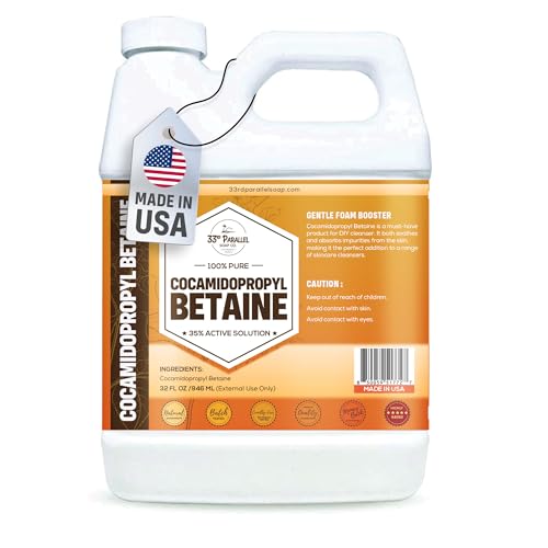 Cocamidopropyl Betaine (32oz) Natural Surfactant | Premium Coco Betaine Liquid, Cosmetic Grade, Gentle on Skin | Suitable for Facial Cleansers, Shampoos, Body Washes, Bubble Baths, Soap | 32 OUNCES
