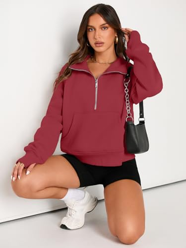 Image of AUTOMET Womens Sweatshirts Half Zip Cropped Pullover Fleece Quarter Zipper Hoodies 2026 Fall Fashion Outfits Clothes