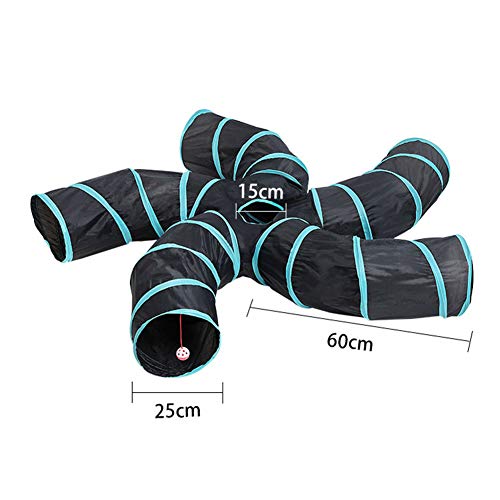 Ihoo Cat Tunnels S-Way Crinkle Play Toys Collapsible Tube With Ball Maze Cat House Pet Interactive For Cat Puppy Kitten Rabbit 5-Way Tunnel #TOP3