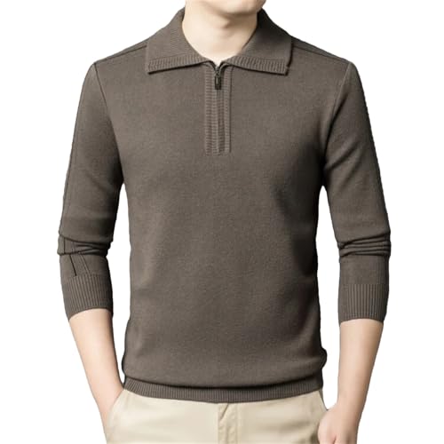 Yeuyyben Men's Solid Color Half-Zip Lapel Neck Sweater Knitted Warm Jumper for Fall Winter Sweater