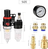 Noosverl 1/4 Inch Compressed Air Pressure Regulator Water Trap for air Compressor Air with Pressure Gauge Oil Separator Pressure Regulator Compressor Water Trap - Image 7