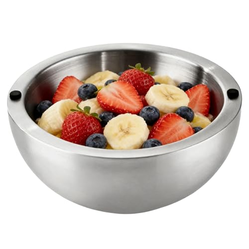 Insalatiera in acciaio, a doppia parete, isolata, per feste, ciotole in acciaio, per salsa, condimenti, salse, insalate, cibi caldi freddi, antipasti, condimenti