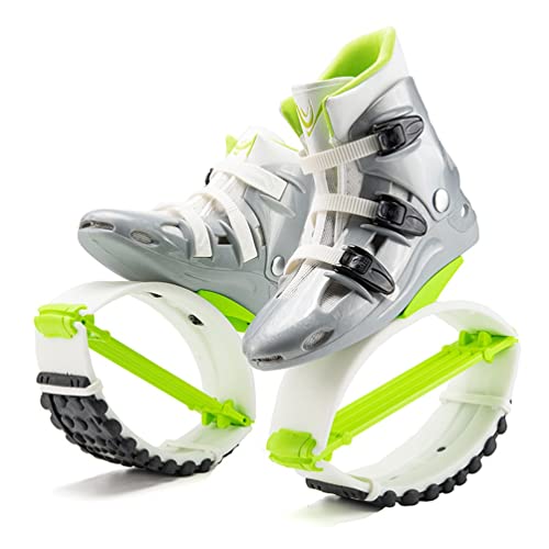 8KLANMMQ Zapatos de salto de canguro, unisex, para fitness, fitness, deportes, saltar, correr (verde+plata 36)