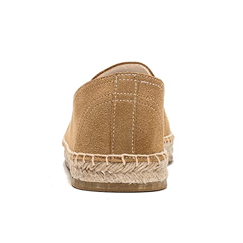 Image of Men's Classic Suede Canvas Round Cap Toe Espadrilles Loafers Pure Color Slip On Comfortable Flats Shoes