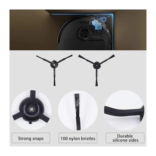 Brosse latérale noire x2 Roborock pour résoudre les problèmes d'angles