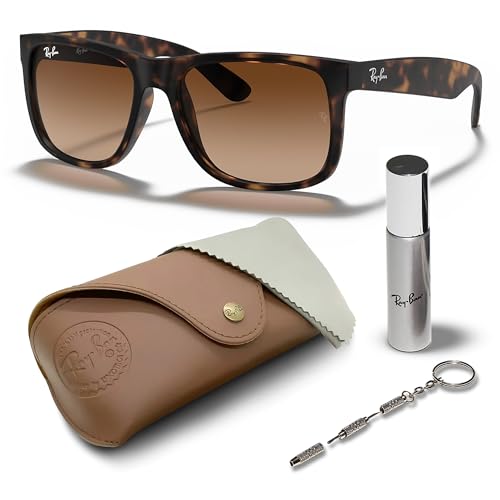Gafas de sol Ray-Ban RB4165 Justin Square, JUEGO DE GAFAS | Estuche y kit de cuidado exclusivos | Matte Havana/Brown Gradient