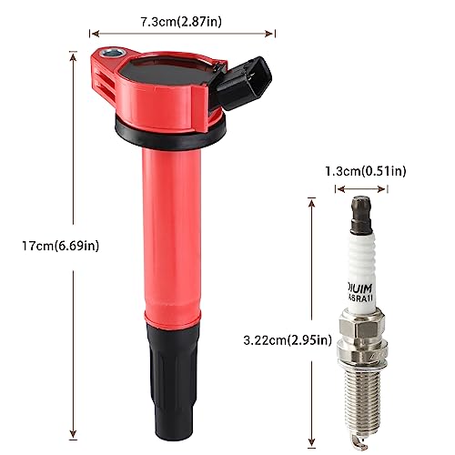 Pindex 6 Pack UF487 Ignition Coils and Iridium Spark Plugs Coil Pack Kits Compatible with Toyota 4Runner RAV4 Avalon Camry Sienna Lexus ES350 GS300 GS350 V6 2.5L 3.0L 3.5L 4.0L