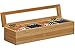 Relaxdays Pudełko na herbatę bambus, 4 półki, wąskie, okienko z tworzywa sztucznego, wys. x szer. x gł.: 9 x 30 x 9 cm, małe, podłużne, naturalne