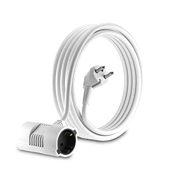 MutecPower 5 Meter Verlängerungskabel Mit 2-Fach Schuko doppel Steckdosen - abgewinkelt EU Schuko Doppel-Verlängerung…