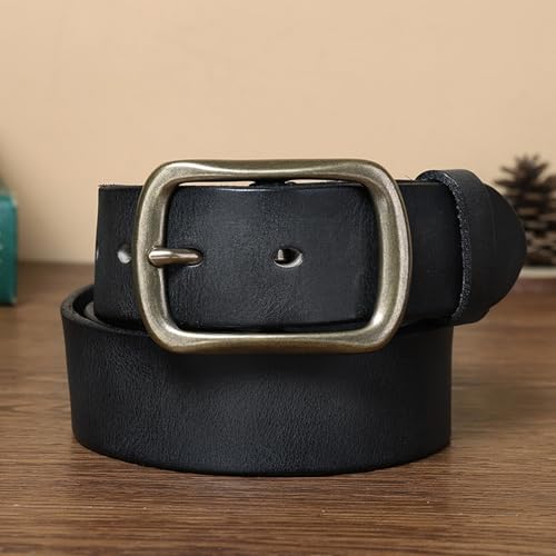 Handmade Cowhide Full Grain Leather Belt - 1.5" (38mm) Heavy Duty Brass Single Prong Buckle2