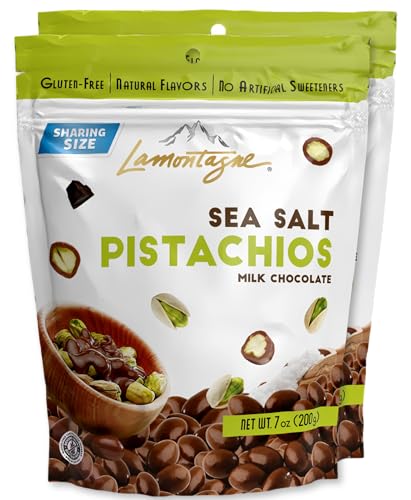 Lamontagne Milk Chocolate Covered Pistachios with Sea Salt, Gluten-Free, No