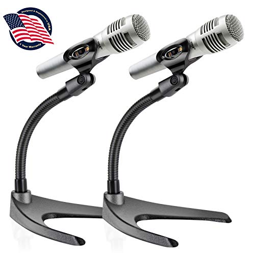 Universal Adjustable Desktop Microphone Stand - Tabletop Mic Holder Low Profile Mic St