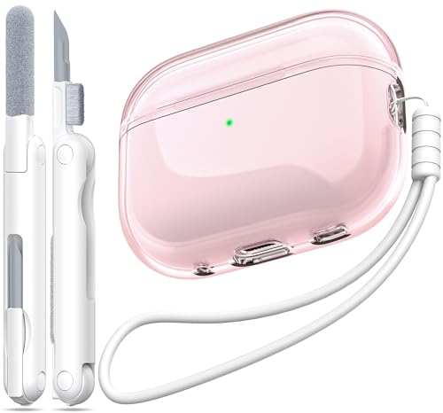 Image of for Airpods Pro 2 Case Cover, Compatible with Airpods Pro Case 2nd Gen USB C Charging Port, Clear Soft Transparent Military Grade Shockproof Case, Clear Pink | Highly Transparent Anti-Yellowing TPU,Shockproof,Scratch-Resistant,Travel-Ready Keychain Cover for Work,Gym,pink