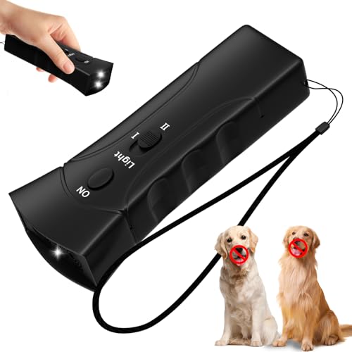 QEWEUUIE Antibell Ultraschall Gerät, 33 Fuß Anti Bell Gerät Hunde mit LED-Stroboskop Taschenlampe, 2 Modi Wasserdicht Anti Bell Gerät Hunde,Geeignet für kleine, mittelgroße und große Hunde