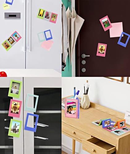 Image of 3PCS Fridge Magnet Photo Frame, Mini Photo Frame Set, Fridge Magnet for Home Decoration, Small Magnetic Photo Frame in Pink Green Blue (9x6.5 cm)
