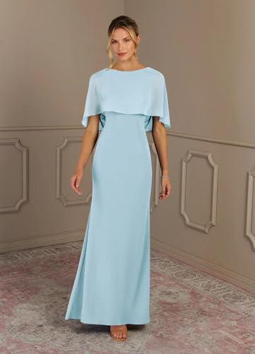 HEWEIGUI Mermaid Mother of The Bride Dresses with Cape Chiffon Formal Dress for Women Wedding Guest WHC0922