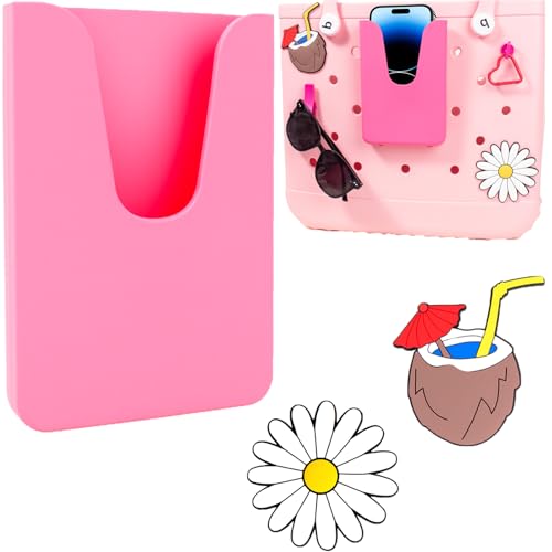 Image of Silicone Phone Holder for Bogg Bag, Phone Case Holder Charms Compatible with Bogg Bags,Cell Phones Holder for Bogg Bag,Charms Key Holder Insert Carabiner Keychain for Bogg Bags Accessories(Pink)