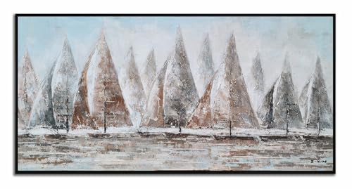 Yihui Arts Brown Grey Cream Paintings - Large Hand Painted