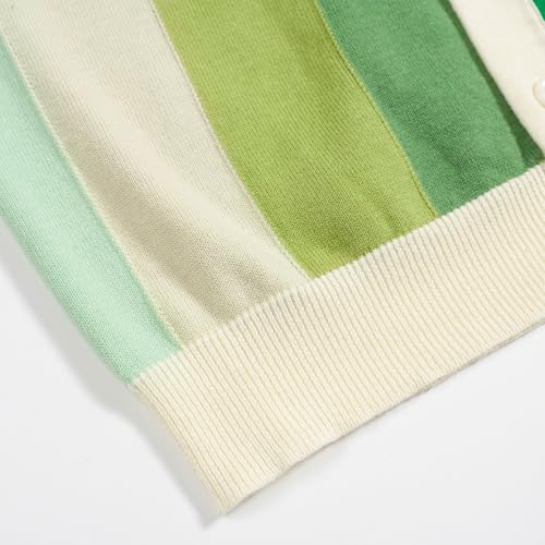 OXKNIT Polo para Hombre tejido estilo Mod años 60 con rayas verdes degradadas en algodón con botones miniatura 4
