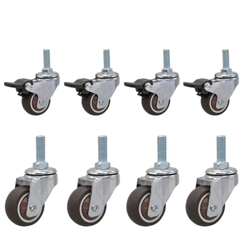 Roulettes de meubles 1.5 pouce en caoutchouc souple pivotantes avec frein lot de 4
