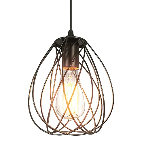 Lustre industriel suspension cage en métal noir mat pour maison