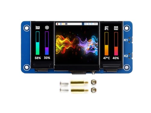 Image of Triple LCD HAT for Raspberry Pi Zero /Zero W /Zero WH /2B /3B /3B+ /4B, Onboard 1.3inch IPS LCD Main Screen, Dual 0.96inch IPS LCD Secondary Screens, 2X User-Defined Keys, SPI Communication