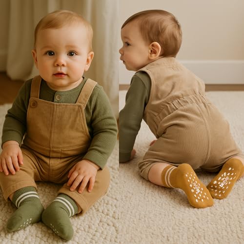 bistyle Baby Grip Ankle Socks 5 Pairs | Newborn Infant Toddlers Non-Slip Socks Organic Cotton | Kids Boys Girls Ankle3