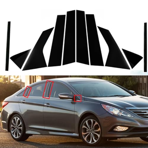 Molduras de pilares para coche: fibra de carbono negra para Hyundai Sonata YF i45 2