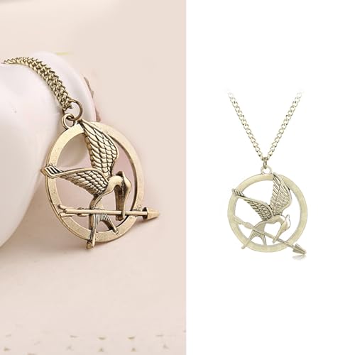 2 Pcs Hunger Games Necklace,Mockingjay Necklace,Anime Necklaces with Mockingjay Pendant,Anime Movies Cosplay Jewelry Accessories Charm Gifts for Man Women Friends3