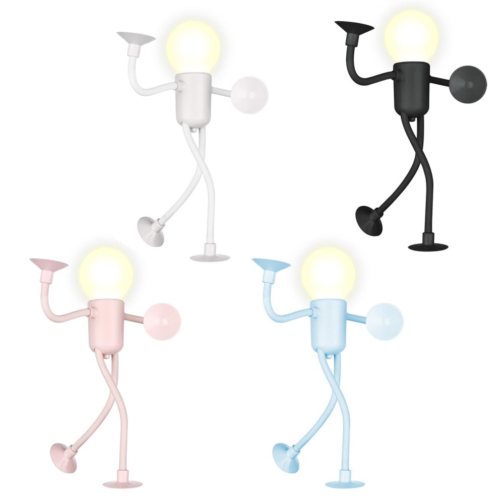 Dongker White+Pink+Blue+Black,4Pcs Sportsman Night Light, 2/4Pcs Diy Shape Night Lights Changeable Shape Funny With Suction Cup For Bedroom Bathroom Hallway Kitchen Christmas Decorations Room Ornament