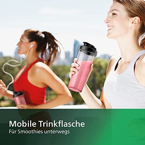 Foto von Philips Standmixer und Smoothie Maker – 450W, 1.9-Liter-Behälter, Rezepte-App, 1 Geschwindigkeitsstufe + Impulsfunktion, ProBlend, Ice-Crush-Funktion und mobile Trinkflasche (HR2041/41)