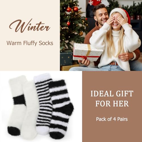Kotashion Kuschelsocken Damen Flauschsocken Wintersocken Bettsocken Thermosocken Dicke Gemütliche Warme Socken Haussocken Weihnachtssocken Für Mädchen Größe 37-42