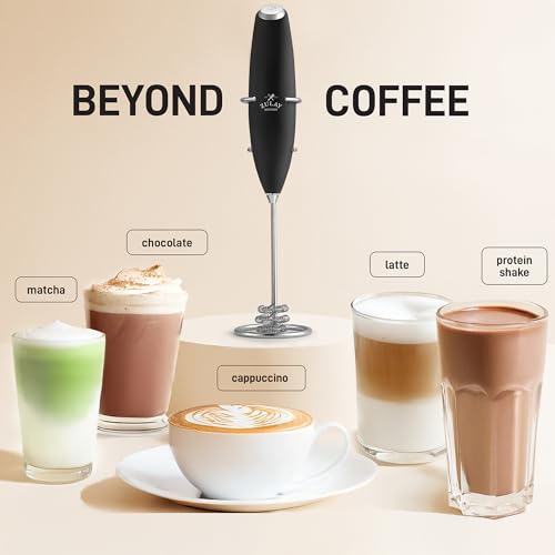 Image of Mini & Mighty Milk Frother Wand - Powerful Handheld Coffee Frother, Battery Operated Drink Mixer - Compact Pocket Size - Detachable Whisk for Latte, Cappuccino, Matcha, Hot Chocolate