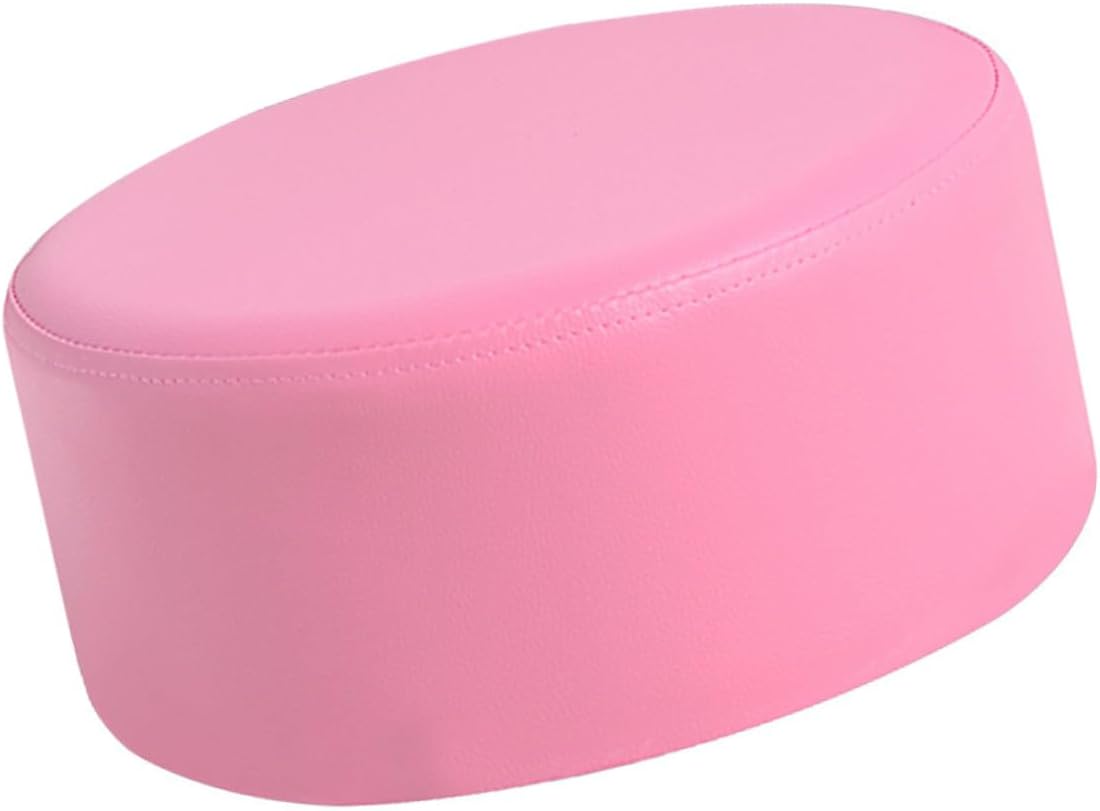 TOYANDONA Non-Slip Lightweight Pink Footstool Small Round Stool 28x28x13cm Pu Leather Step Stool for ’s Bathroom and Playroom Seating