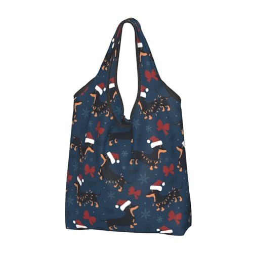 Sac fourre-tout motif teckel : lot de 3 grands cabas légers en tissu avec poignées robustes