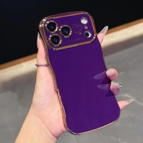 Coque iPhone 14 Pro Max antichoc violette et or pour protéger votre objectif photo au quotidien