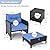 Pamapic 5 Pieces Outdoor Patio Chairs with Ottomans, Wicker Patio Furniture Set Outdoor, Patio Chairs Conversation Furniture with Coffee Table for Poorside Garden Balcony (Blue)