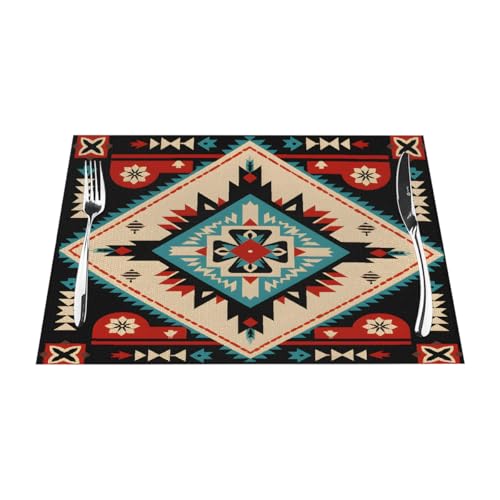 Juego de 1 mantel individual de tótem rojo y verde, resistente al calor, de PVC, para mesa, 45 x 30 cm, decoración de fiestas